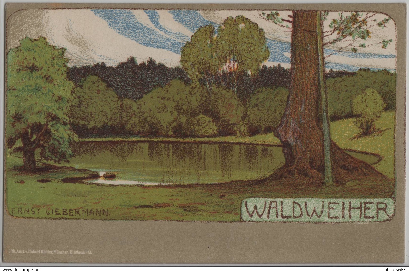 Ernst Liebermann - Waldweiher - Lithographie - Liebermann, Ernst