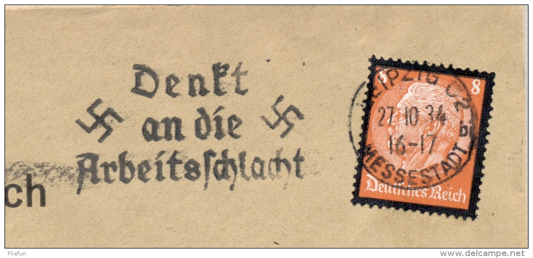 Deutsches Reich - 1934 - 8 Pf Tod Von Hindenburg On Commercial Cover From Leipzig - Brieven En Documenten