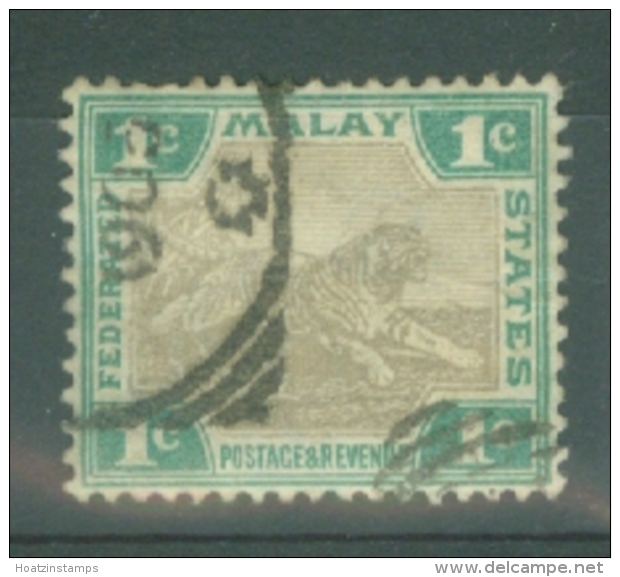 Federated Malay States: 1904/22   Tiger    SG27    1c   Grey &amp; Green    Used - Federated Malay States