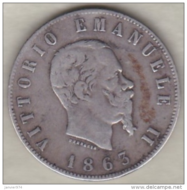 2 Lire Stemma 1863 T Torino, Vittorio Emanuele II , En Argent - 1861-1878 : Victor Emmanuel II