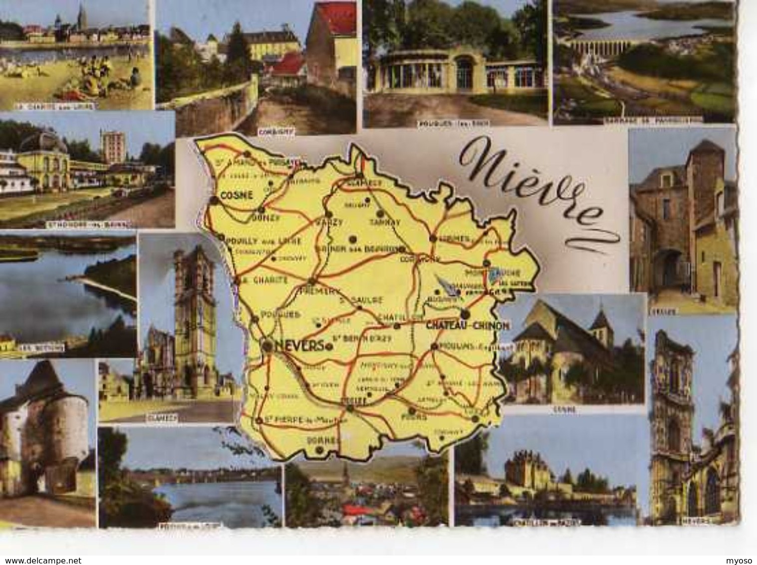 58 Carte Departement Corbigny,Pougues,Pannecieres,Decize,Nevers,Cosne,Chatillon,Pouilly,Clamecy,Settons,St Honore,Charit - Autres & Non Classés