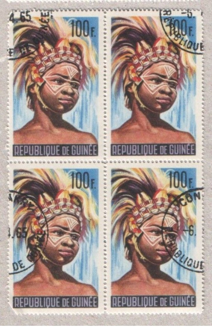 Guinea 1965 Traditional Masks Set of Stamps in CTO Blocks