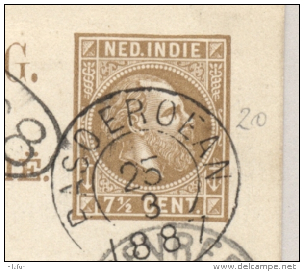 Nederlands Indië - 1887 - 7,5c Willem III, Briefkaart G7 Van KR PASOEROEAN Via Brindisi Naar Amsterdam - Nederlands-Indië