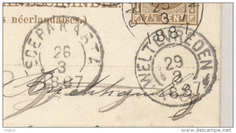 Nederlands Indië - 1887 - 7,5c Willem III, Briefkaart G7 Van KR PASOEROEAN Via Brindisi Naar Amsterdam - Nederlands-Indië