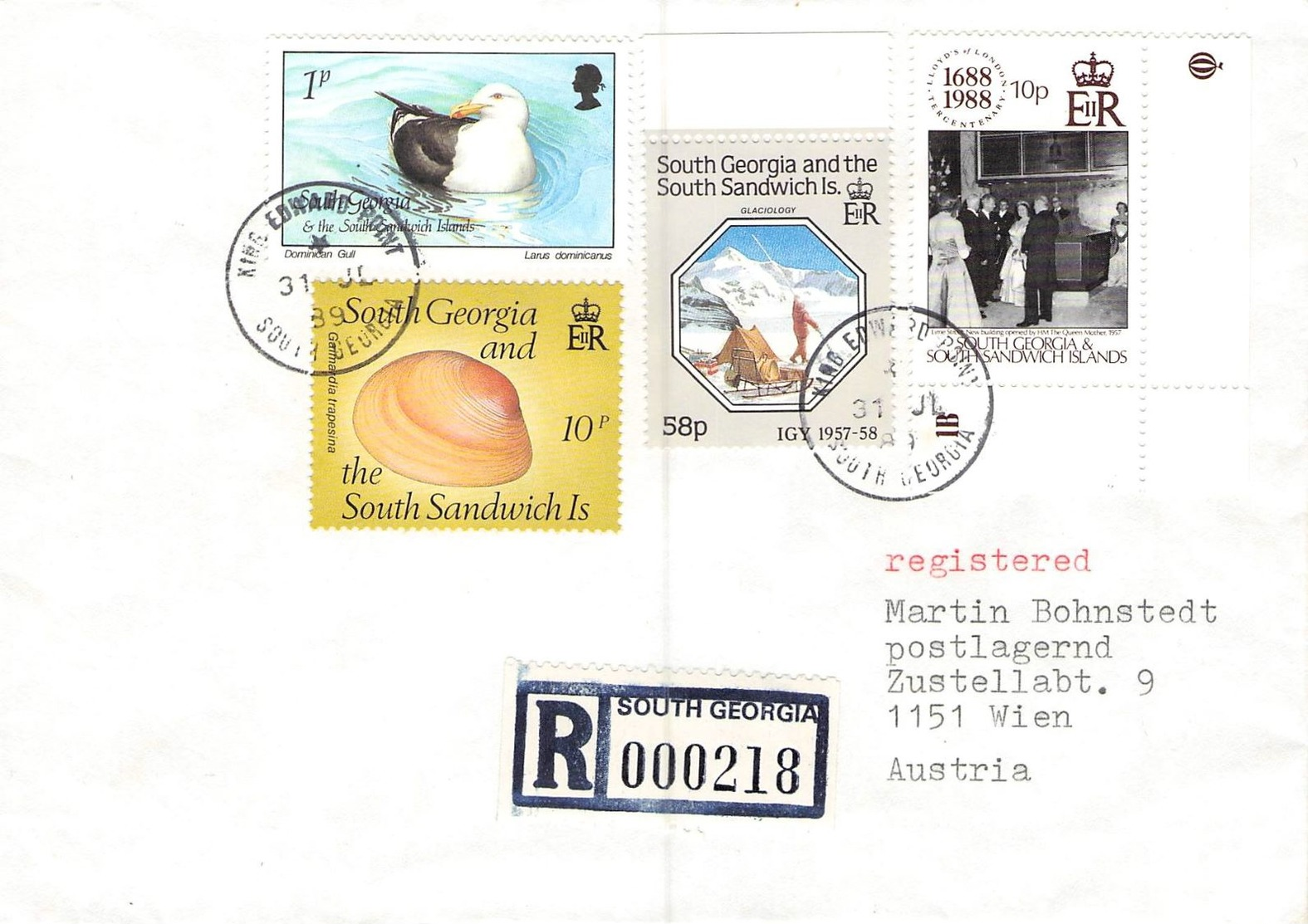 SOUTH GEORGIA - RECO AIR MAIL 1989 -> WIEN/AUSTRIA - South Georgia