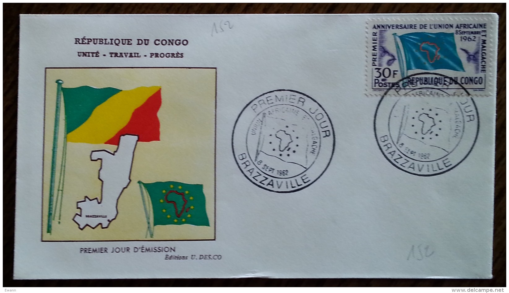 CONGO - FDC 1962 - YT N°152 - Union Africaine Et Malgache - FDC