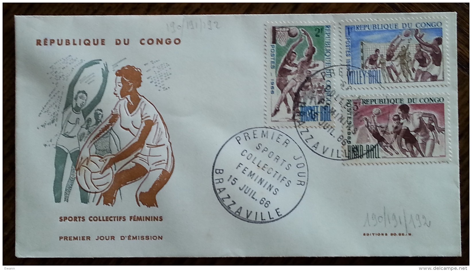 CONGO - FDC 1966 - YT N°190 à 192 - Sports Collectifs Féminins - FDC