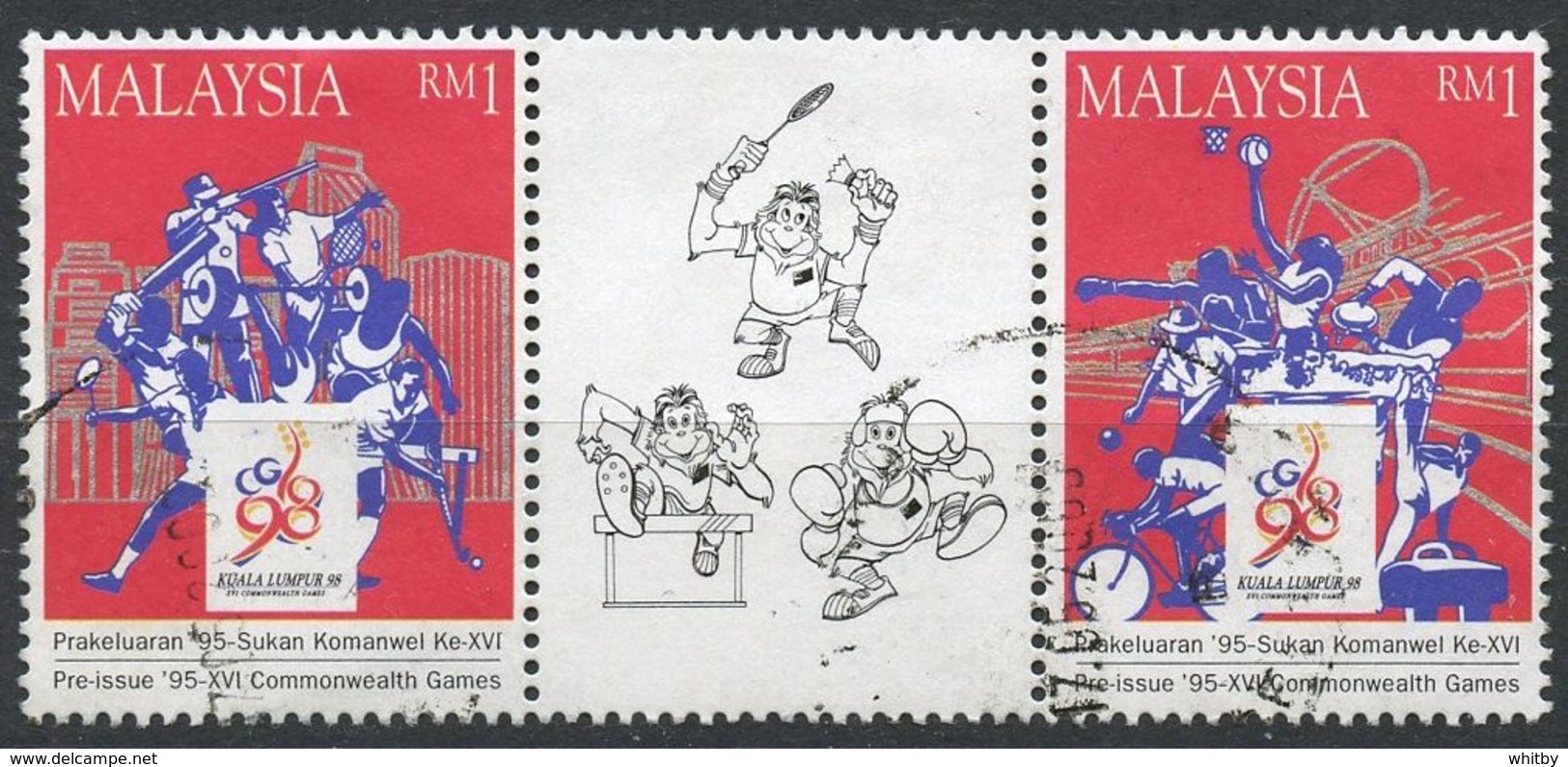 Malasia 1995 Commonwealth Games Issue  #550a  Pair With Label - Malaysia (1964-...)