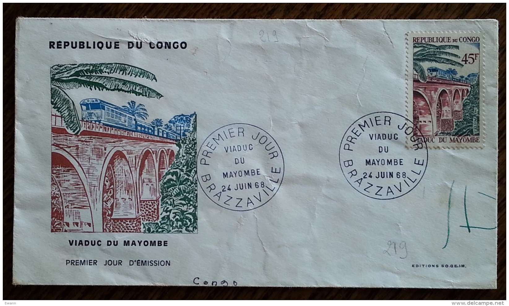 CONGO - FDC 1968 - YT N°219 - Viaduc Du Mayombe - FDC