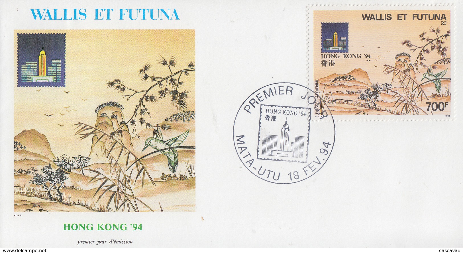 Enveloppe  FDC  1er  Jour    WALLIS  Et  FUTUNA   Exposition  Philatélique  Internationale  HONG  KONG   1994 - FDC