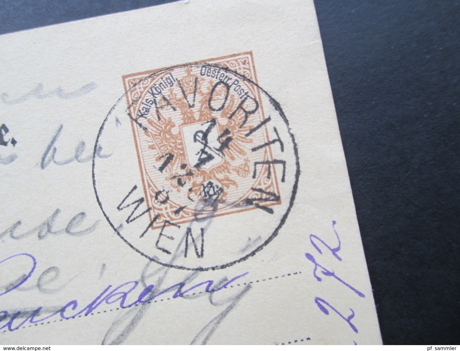 Österreich 1887 Ganzsache Stempel K1 Favoriten Wien. Hotel Metropole Zimmer 272. Mit Handschriftl. Vermerk!! - Briefe U. Dokumente