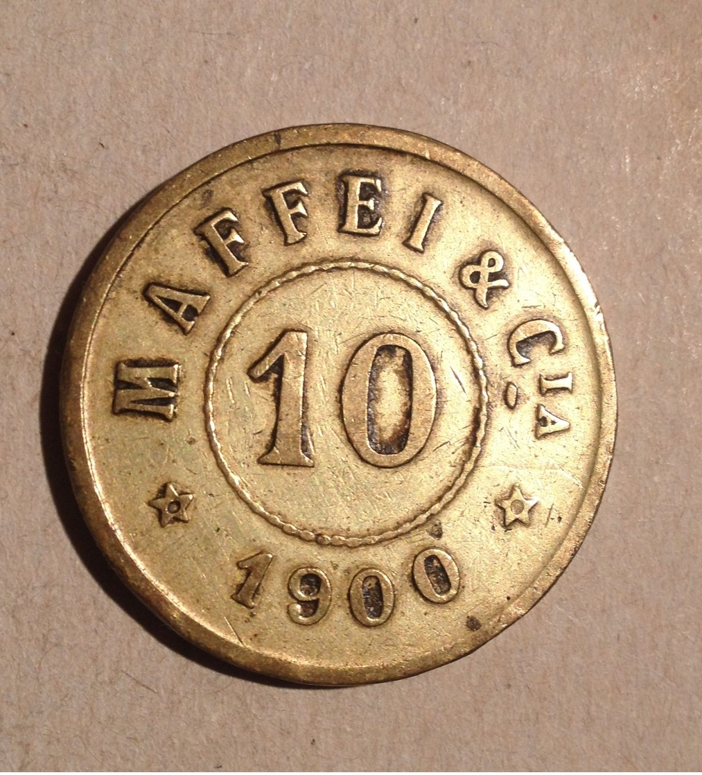 TOKEN JETON GETTONE SPAGNA MUELLES SAN JUAN 10 CENT 1900 - Monétaires/De Nécessité