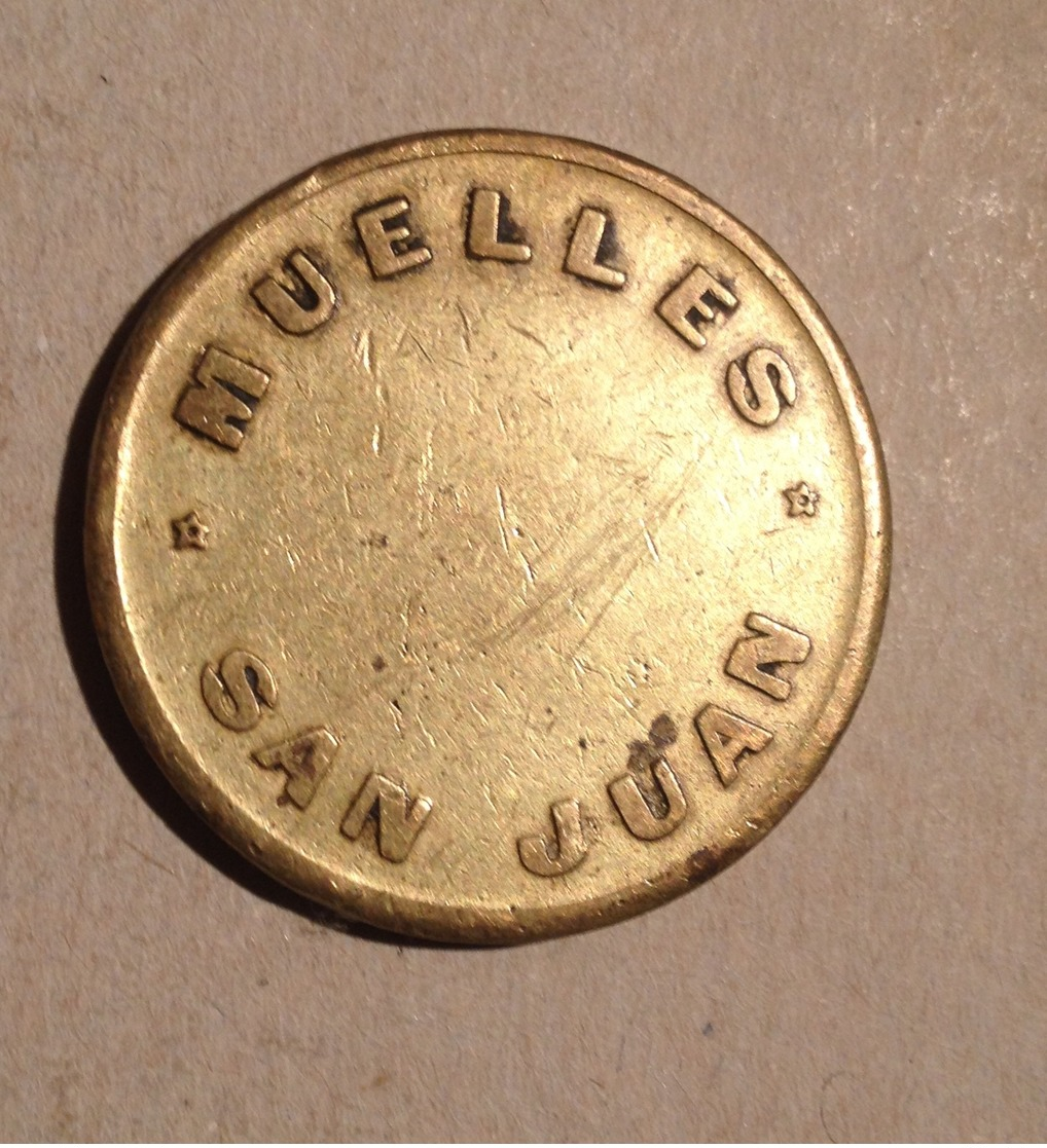 TOKEN JETON GETTONE SPAGNA MUELLES SAN JUAN 10 CENT 1900 - Monétaires/De Nécessité