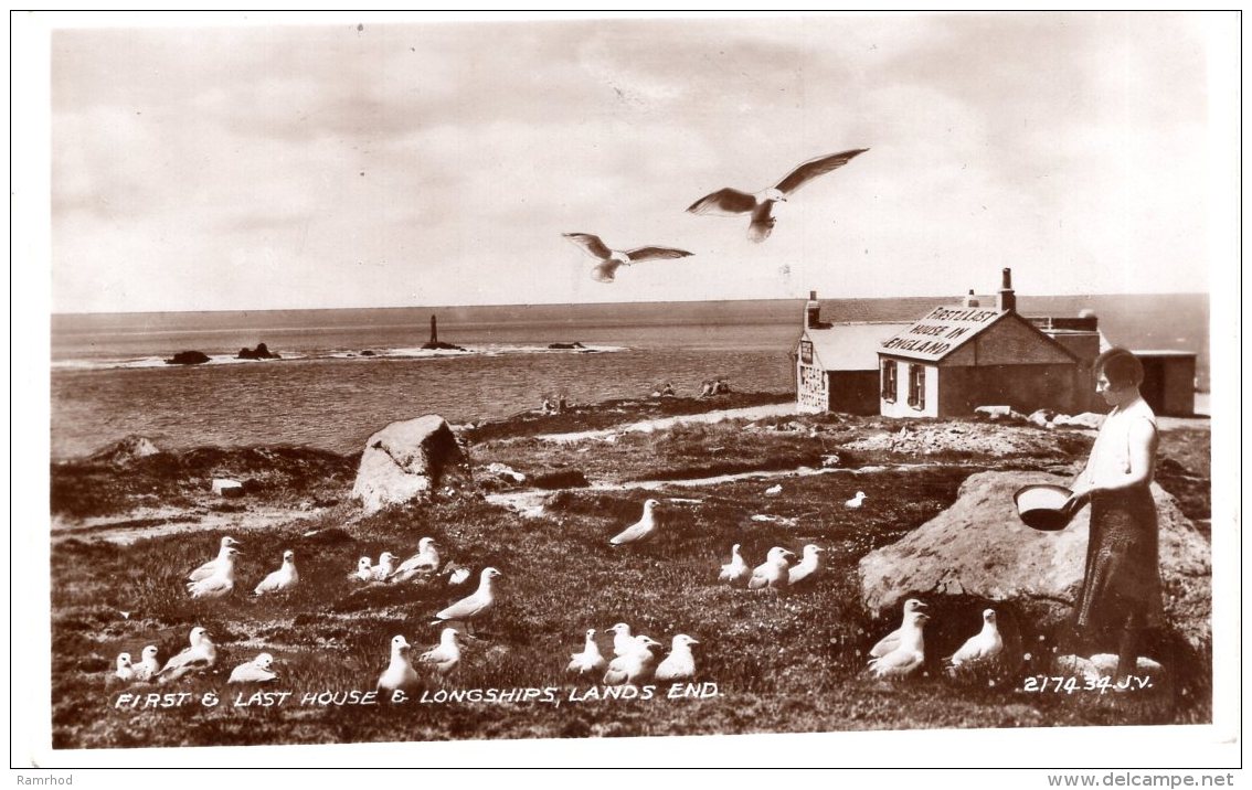 LANDS  END - First &amp; Last House &amp; Longships (Valentines) No Date, Unused - Land's End