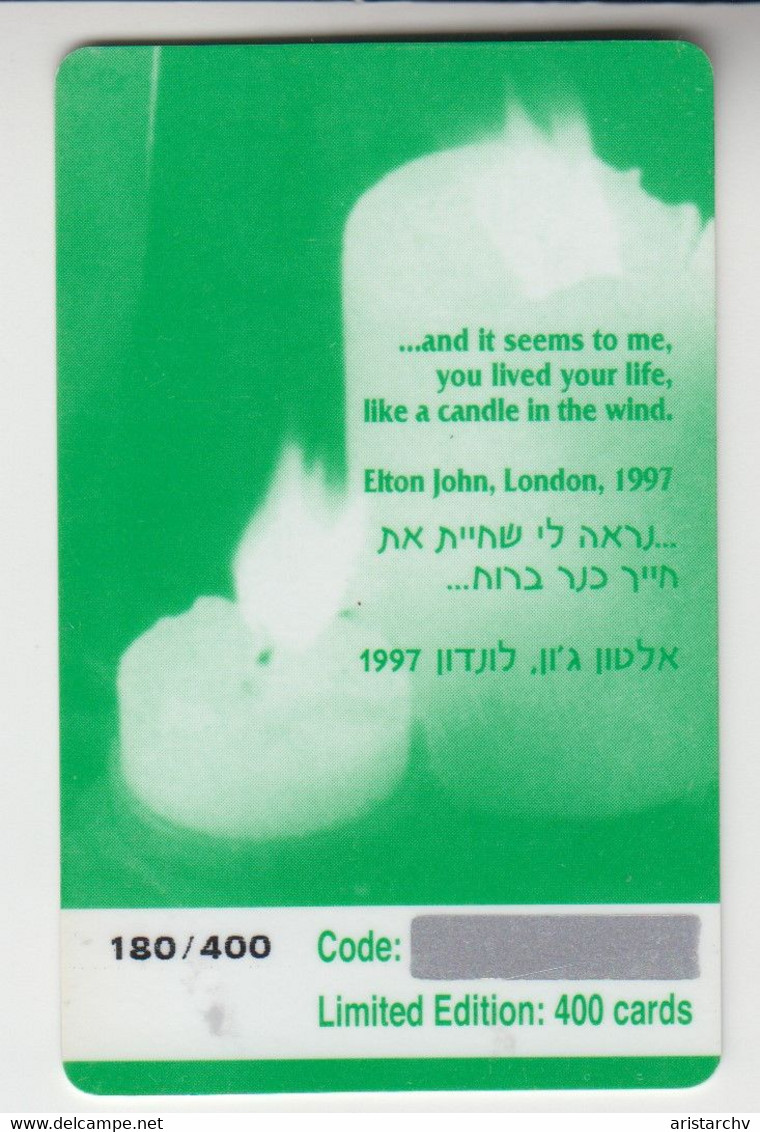 ISRAEL TELEKID 1997 PRINCESS LADY DIANA MINT PHONE CARD - Israel