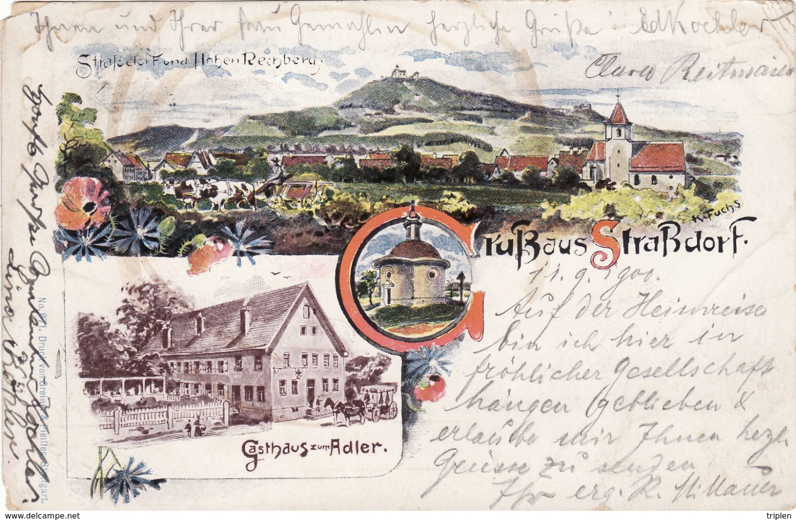 Gruss Aus Strassdorf - Gasthaus Zum Adler 1900 - K. Fuchs - Schwaebisch Gmünd