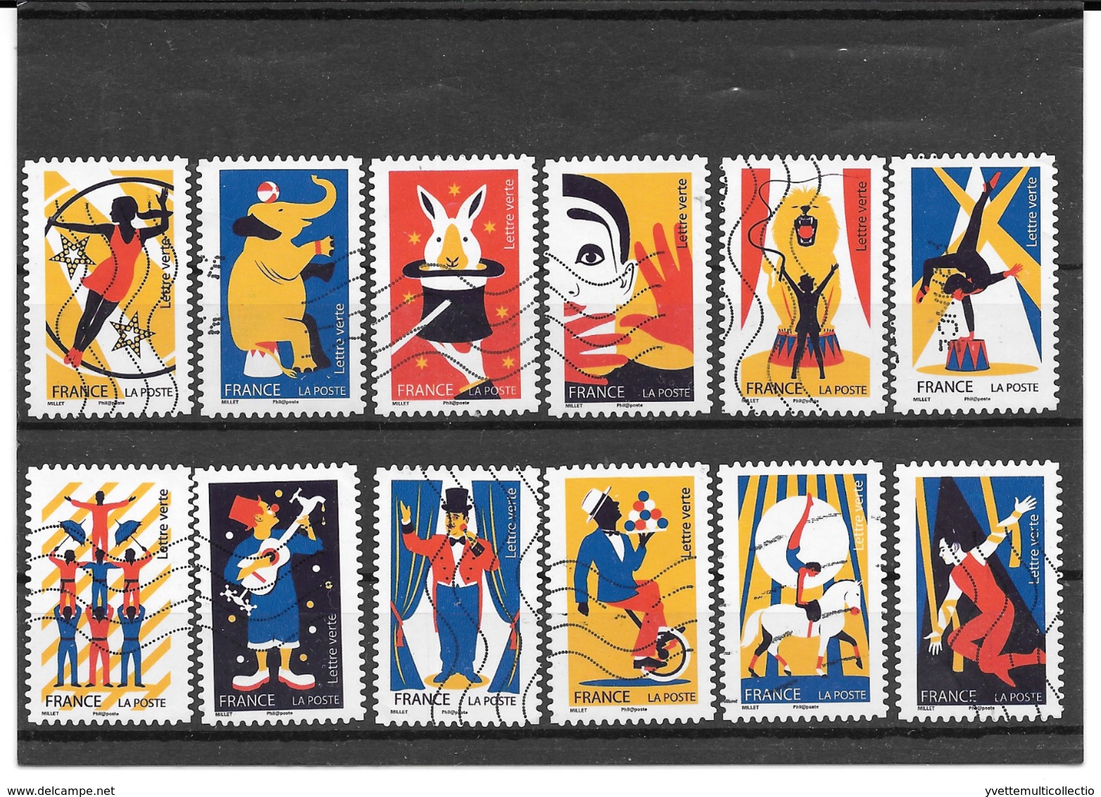 FRANCE 2017    LES ARTS DU CIRQUE   SERIE COMPLETE DE 12 TIMBRES AUTOADHESIFS OBLITERES - Autres & Non Classés