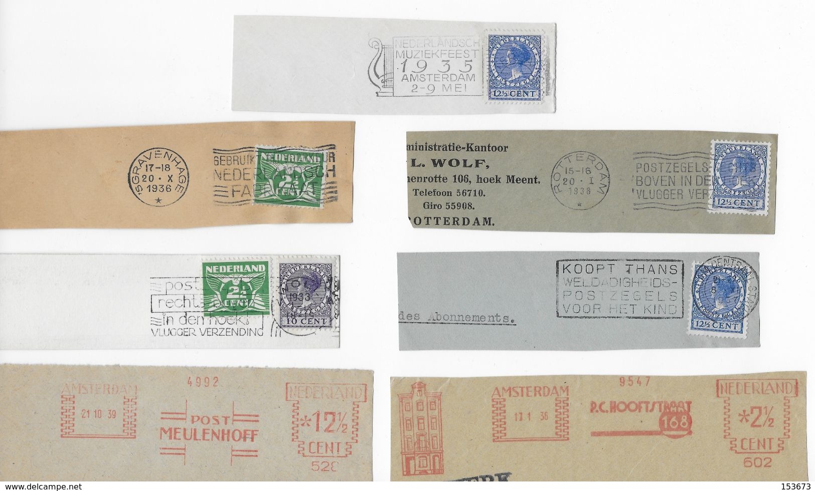 28 Flammes Pays-Bas Entre 1933 Et 1939 - Postal History