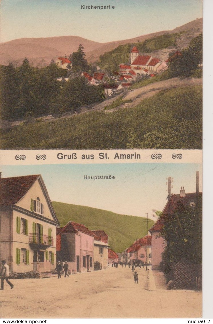 68 - ST AMARIN - 2 VUES - EGLISE ET GRAND RUE - Saint Amarin