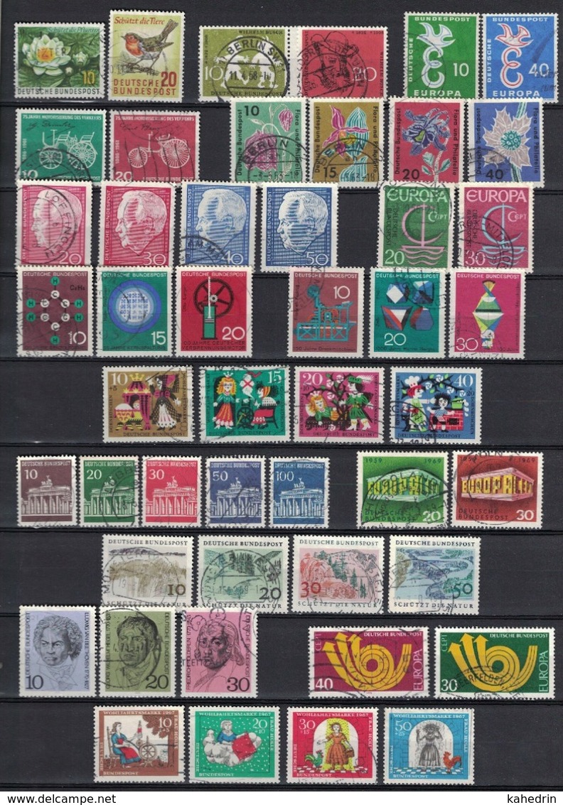 BRD Bund, Lot Of 42 Used Stamps (o), 4 Scan's, 1957 - 1981 (complete Series) - Verzamelingen