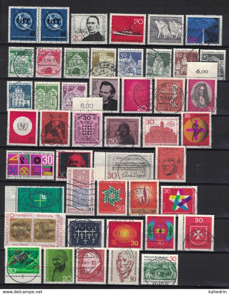 BRD Bund, Lot Of 97 Used Stamps (o), 2 Scan's, 1953 - 1981 - Verzamelingen