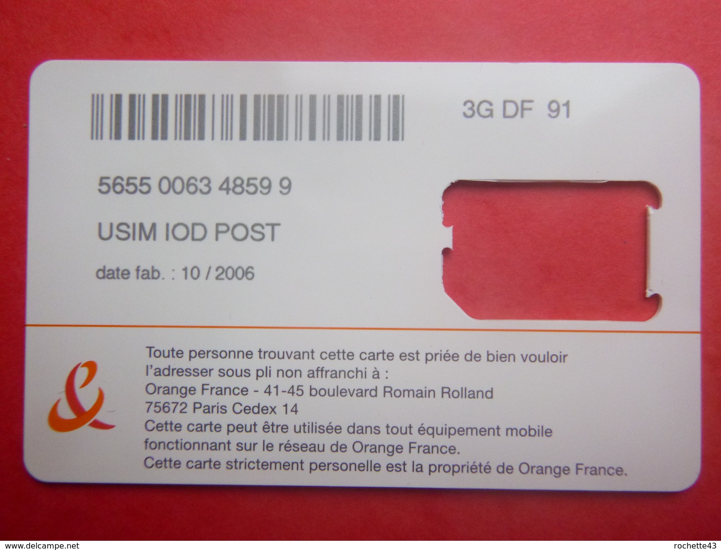 France - Télécarte Abonnement Orange 3G - 2006 - Puce Détachable Manquante - Autres & Non Classés