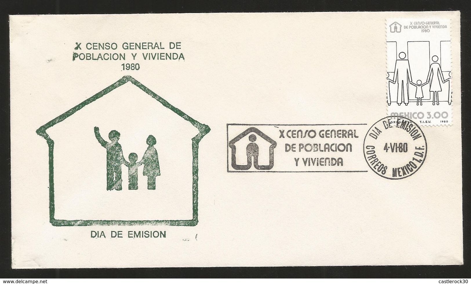 J) 1980 MEXICO, X GENERAL CENSUS OF POPULATION AND HOUSING, SET OF 5 FDC - Mexico