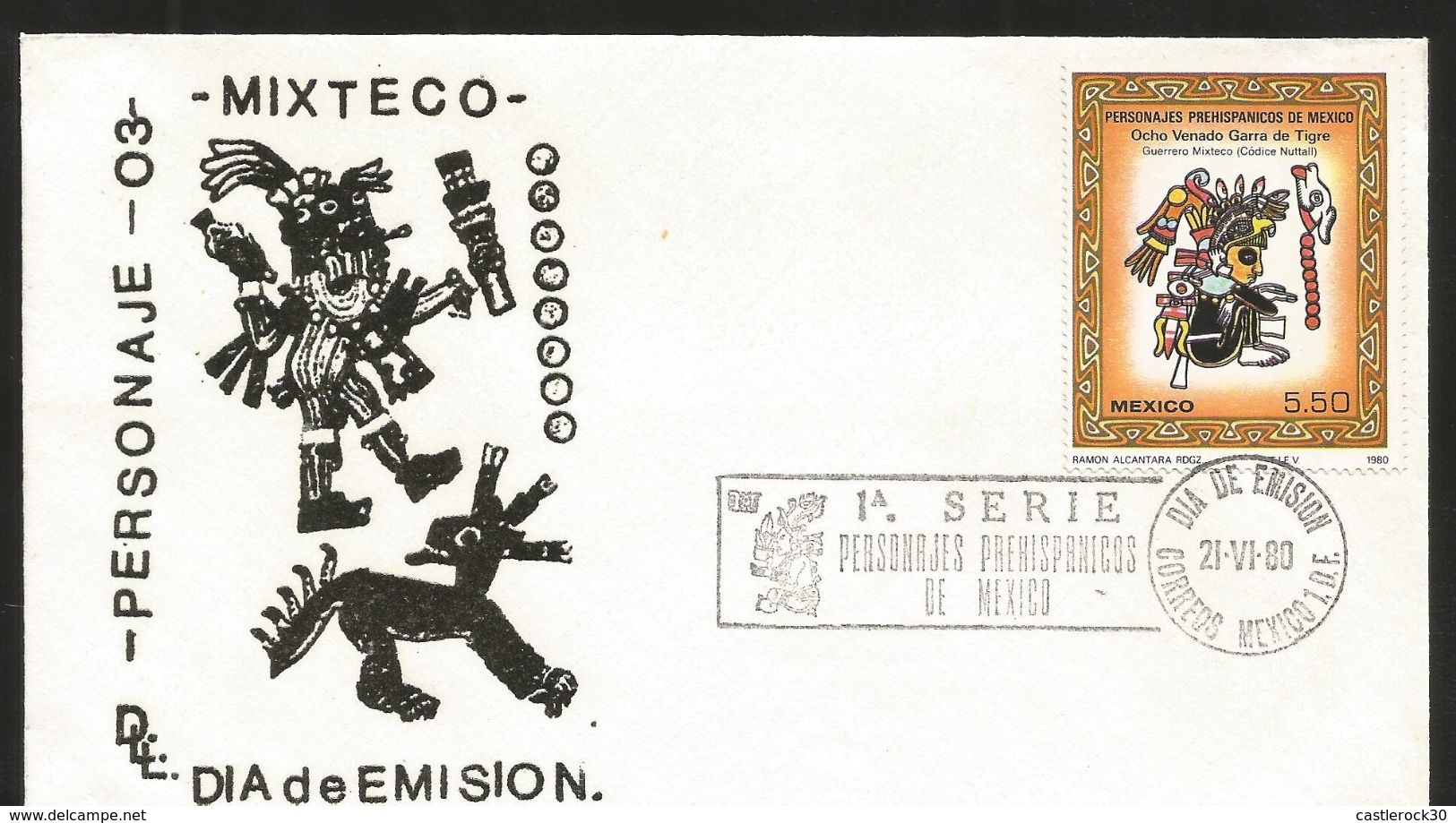 J) 1980 MEXICO, PREHISPANIC PERSONAGES OF MEXICO, FIRST SET, CUAUHTÉMOC, NEZAHUALCOYOTL, MIXTECO, SET OF 3 FDC - Mexico