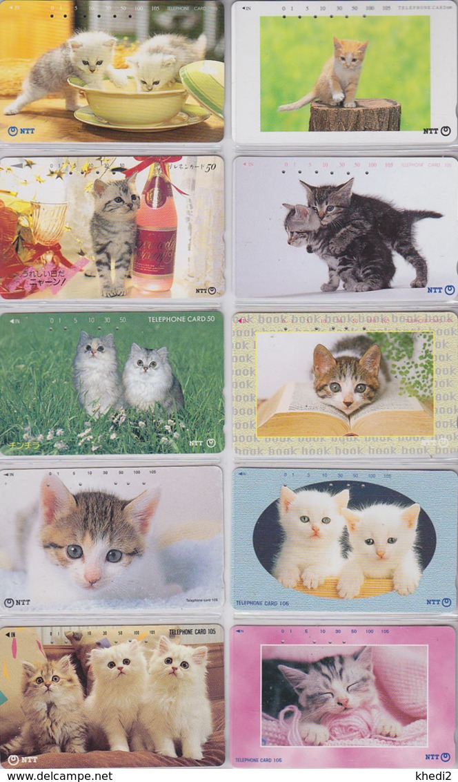 Lot  De 10 TELECARTES Différentes JAPON - ANIMAL - CHATS CHAT - CAT CATS JAPAN Phonecards - KATZE KATZEN TK - 4058 - Gatos