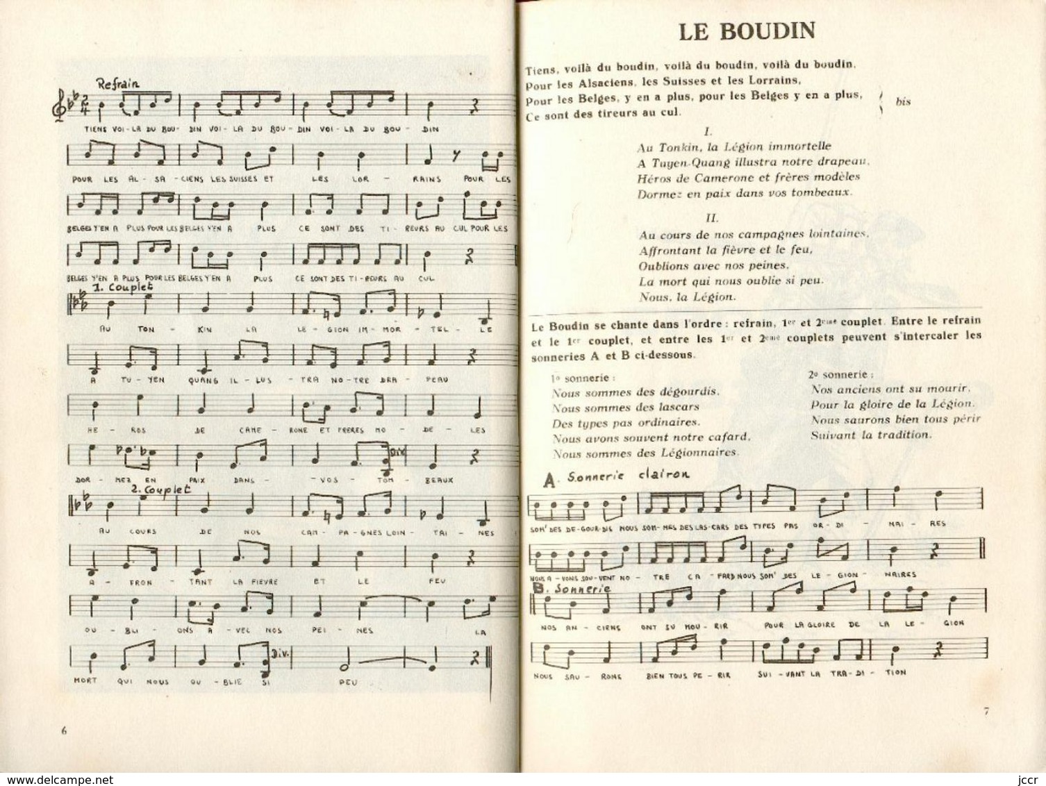 Marches Et Chants De La Légion Etrangère - Service Information Du Premier Régiment Etranger (Sidi-Bel-Abbès) - 1959 - Français