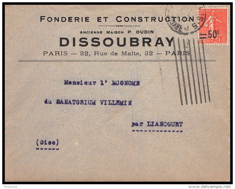 4457 France Lettre (cover) N°221 Semeuse Seul Sur Lettre Krag Pour Liancourt Oise - 1921-1960: Modern Period