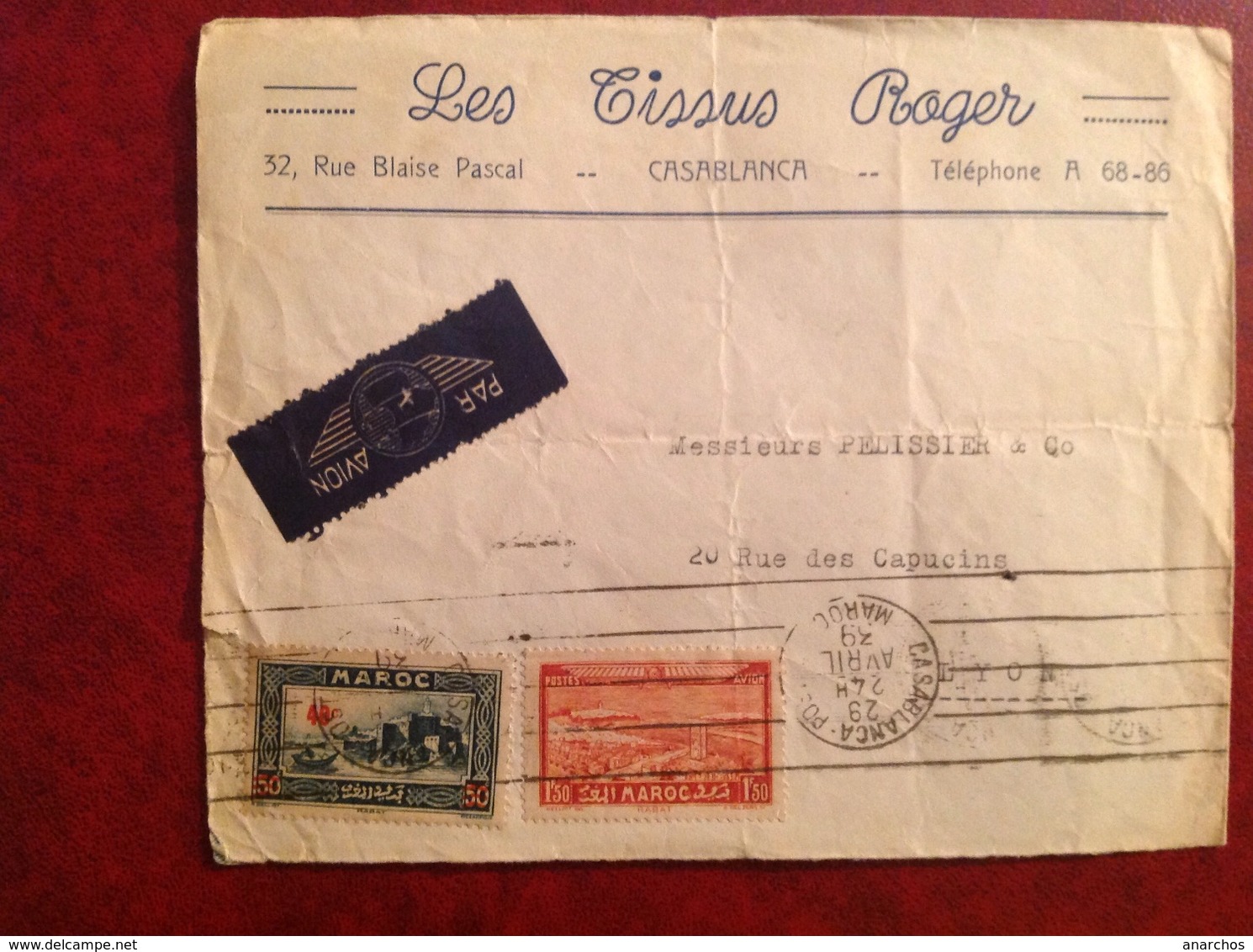 Les Tissus Roger Casablanca Pour Lyon - Airmail