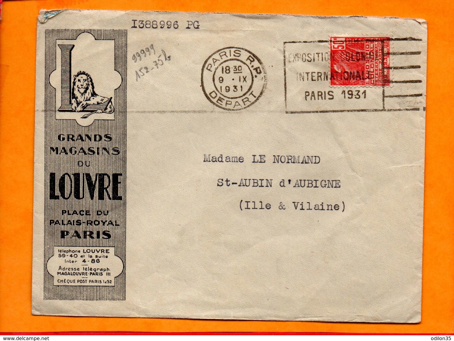 PARIS, Paris R.P., Flamme à Texte, Exposition Coloniale Paris 1931 - Maschinenstempel (Werbestempel)