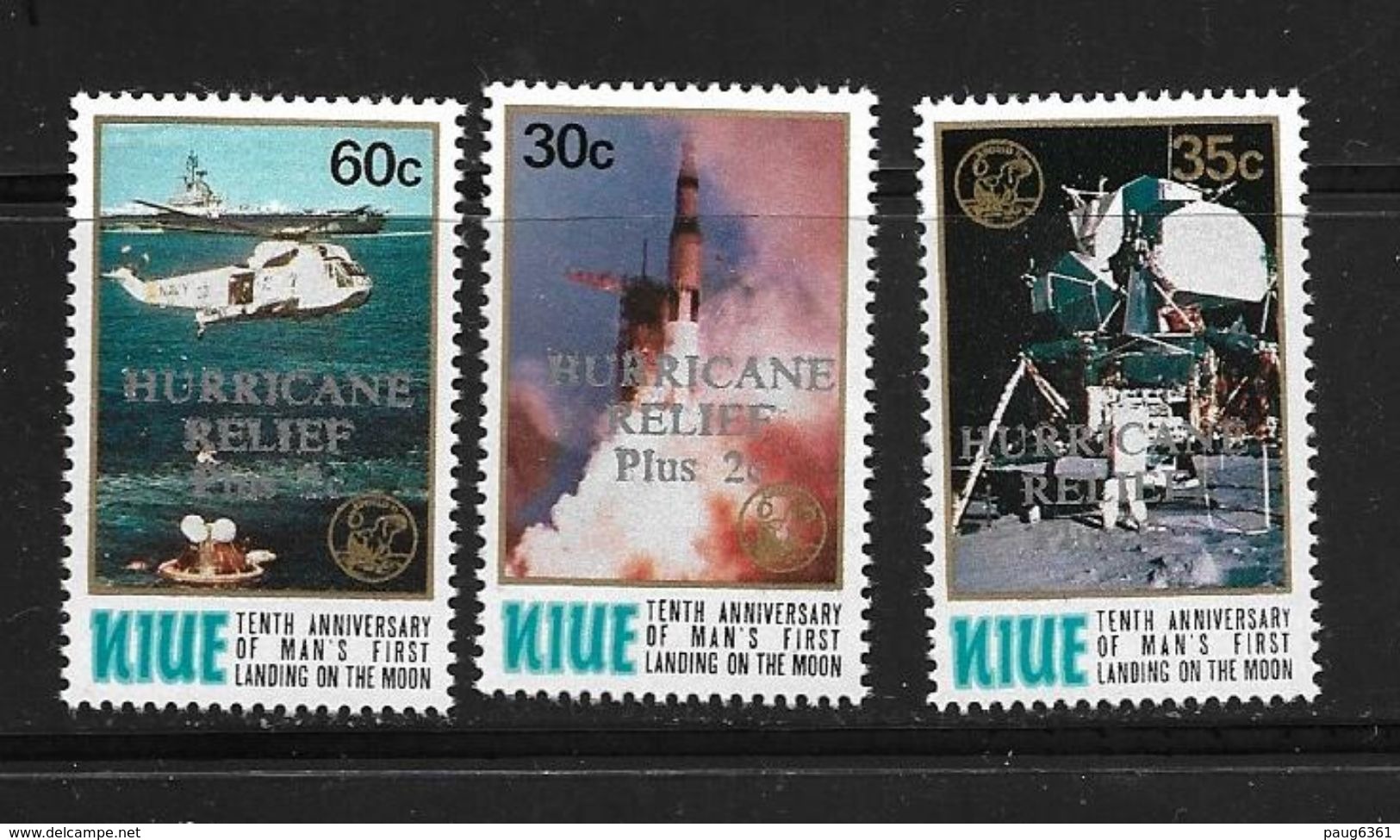 NIUE 1980 1er HOMME SUR LA LUNE SURCHARGES  YVERT N°261-266-272  NEUF MNH**​ - Oceania