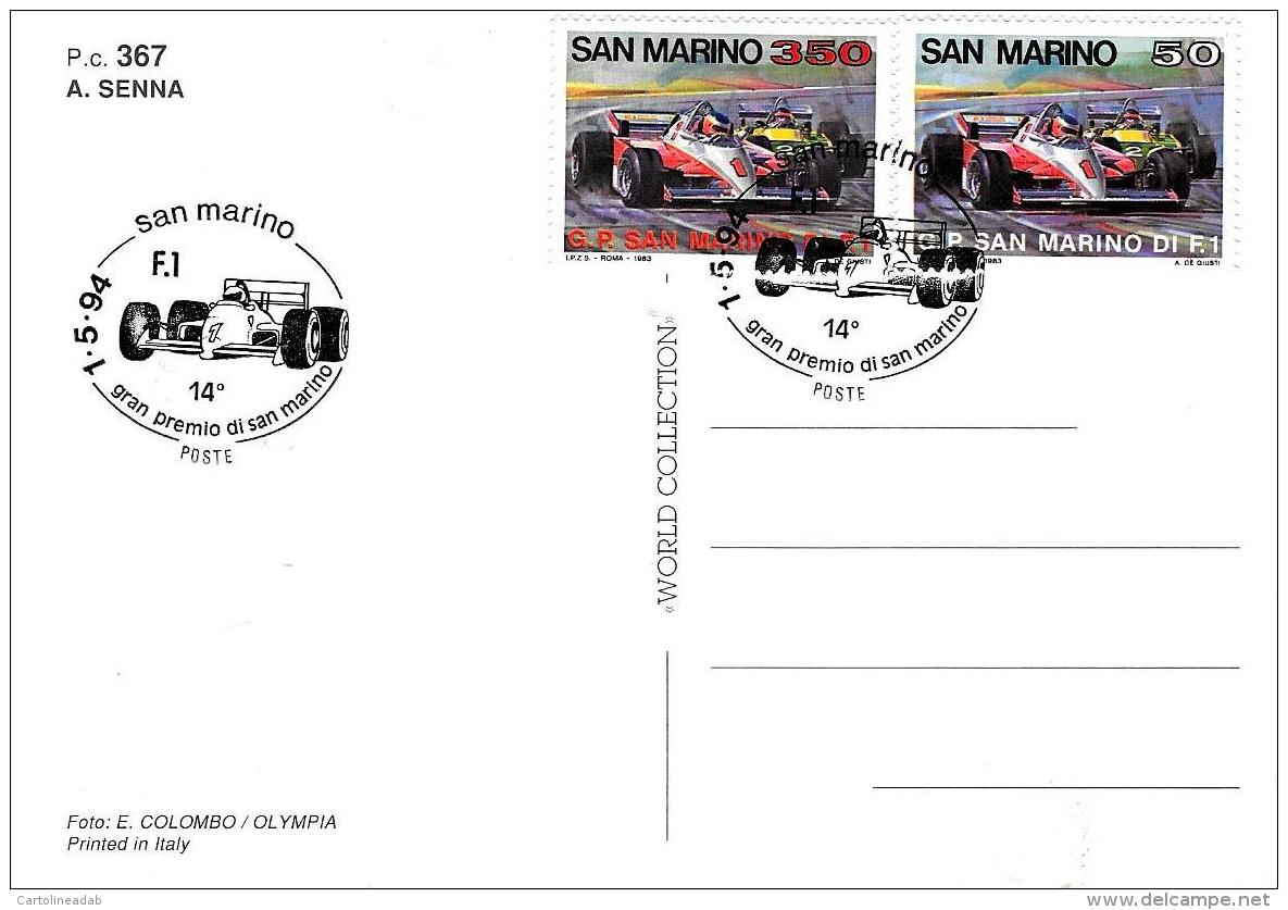 [MD1289] CPM - SENNA - FORMULA 1 GRAN PREMIO SAN MARINO - CON ANNULLO 1.5.1994 - NV - Grand Prix / F1