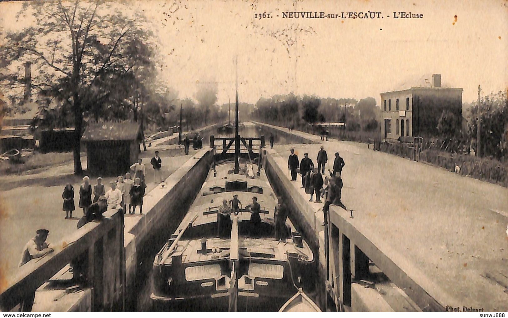 Neuville-sur-Escaut - L'Ecluse (animée, Delsart, 1912, Batellerie) - Houseboats