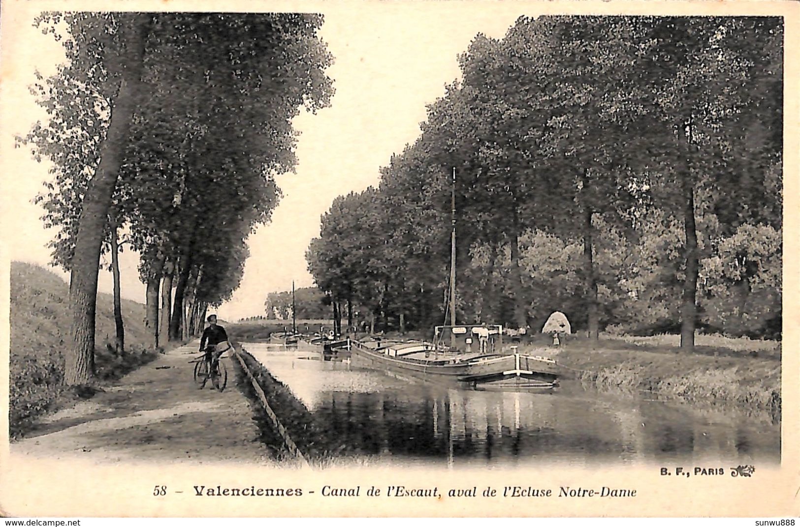 Valenciennes - Canal De L'Escaut, Aval De L'Ecluse Notre-Dame (animée, Batellerie, 1906) - Houseboats