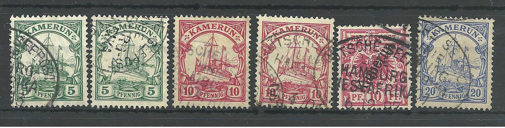 (950698)  Kamerun 6 Werte Yacht / Krone U. Adler Mit Deut. Seepost - Kamerun