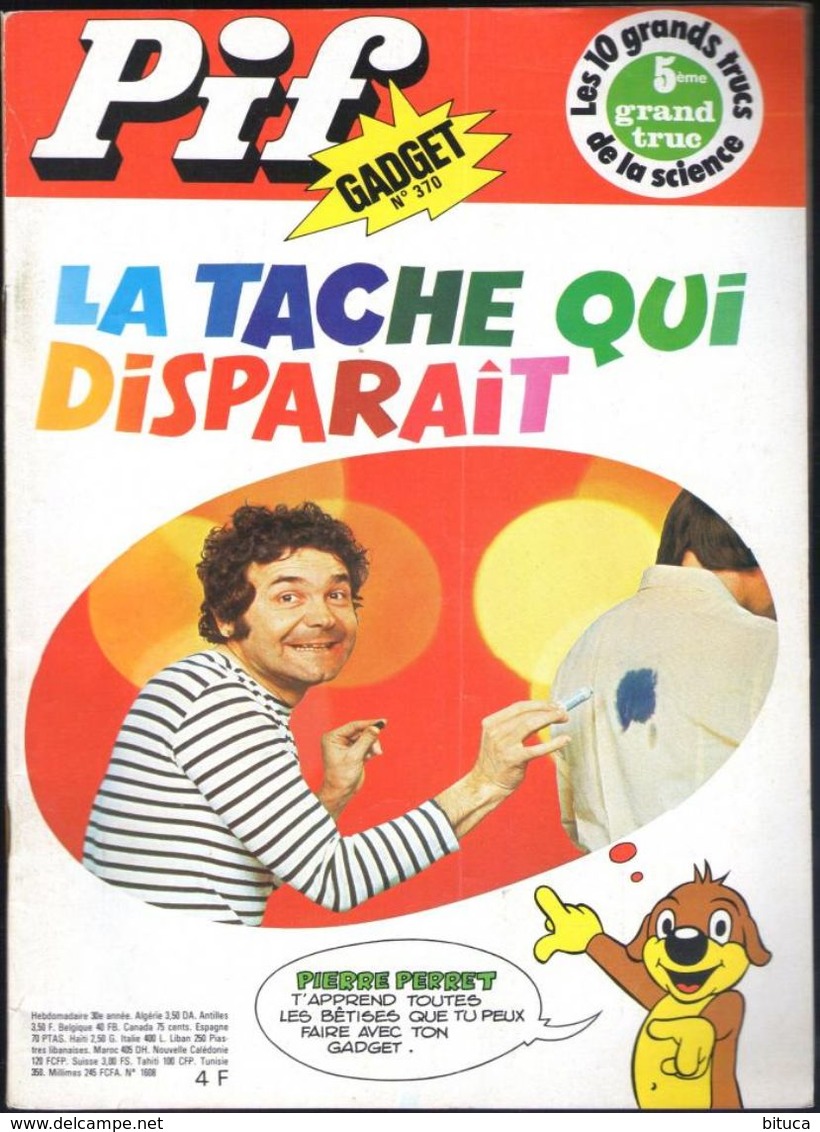 PIF GADGET N° 370 LA TACHE QUI DISPARAIT ETAT CORRECT RARE (sans Le Gadget) PIERRE PERRET - Pif & Hercule