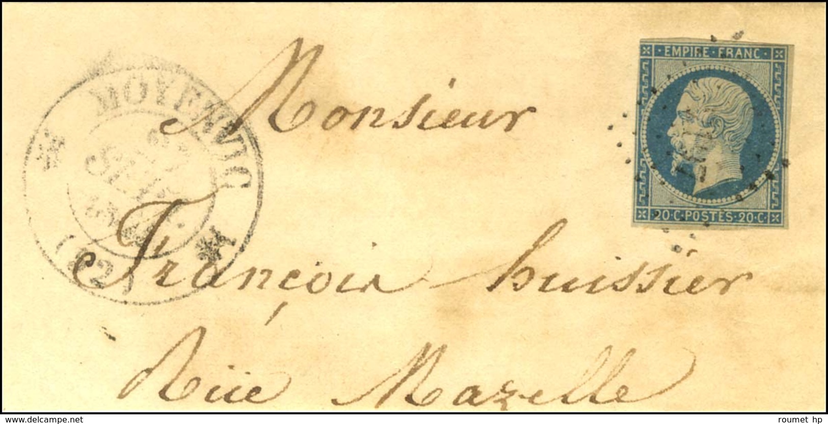 PC 2197 / N° 14 (leg Def) Càd T 12 MOYENVIC (52) Sur Devant De Lettre. - TB. - 1853-1860 Napoléon III