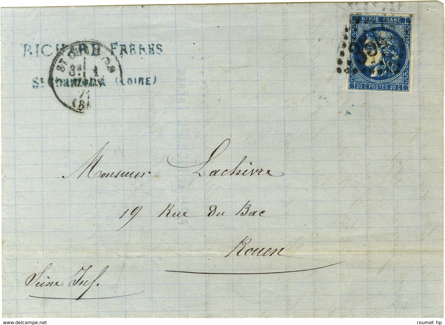 GC 3540 / N° 46 Report 2 Nuance Très Foncée Càd T 16 ST CHAMOND (88). 1871. - TB. - 1870 Emisión De Bordeaux