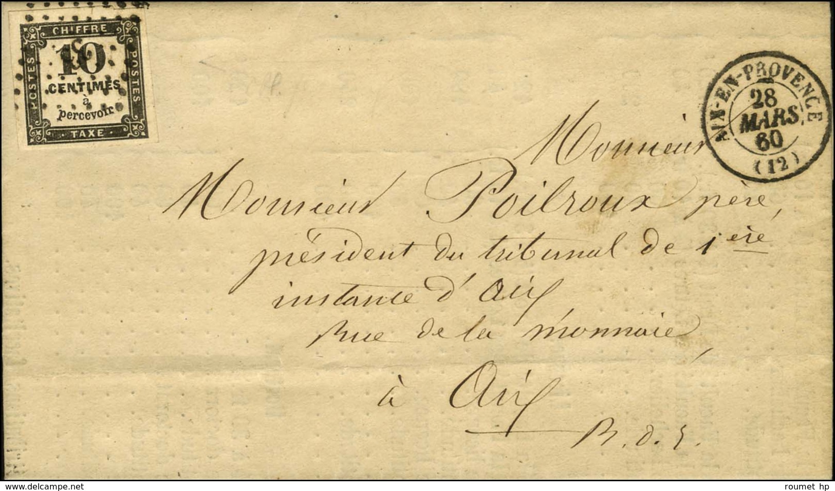 PC 33 / Taxe N° 2 Càd T 15 AIX-EN-PROVENCE (12) 28 MARS 60 Sur Lettre Locale Avec Texte. - SUP. - R. - 1859-1959 Cartas & Documentos