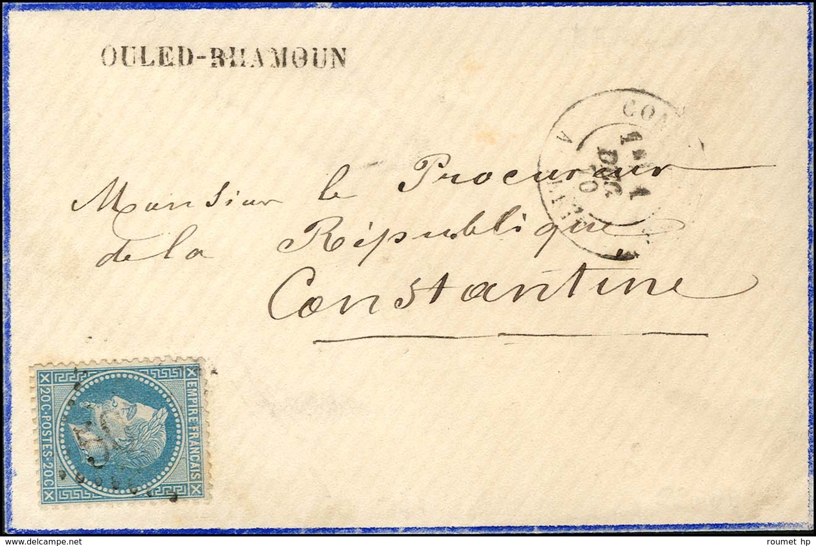 GC 5023 / N° 29 Càd T 17 CONSTANTINE / ALGERIE. Griffe D'entrepot OULED-RHAMOUN. 1870. - TB / SUP. - RR. - Other & Unclassified