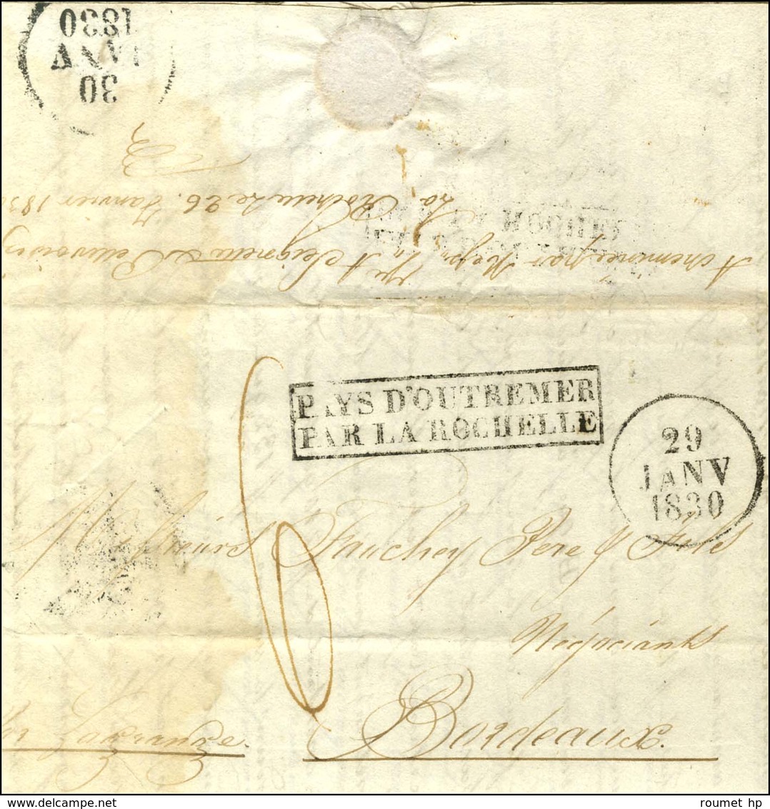 Lettre Avec Texte Daté De La Nouvelle Orléans Le 10 Novembre 1829 Pour Bordeaux. MP D'entrée Encadrée PAYS D'OUTREMER /  - Correo Marítimo
