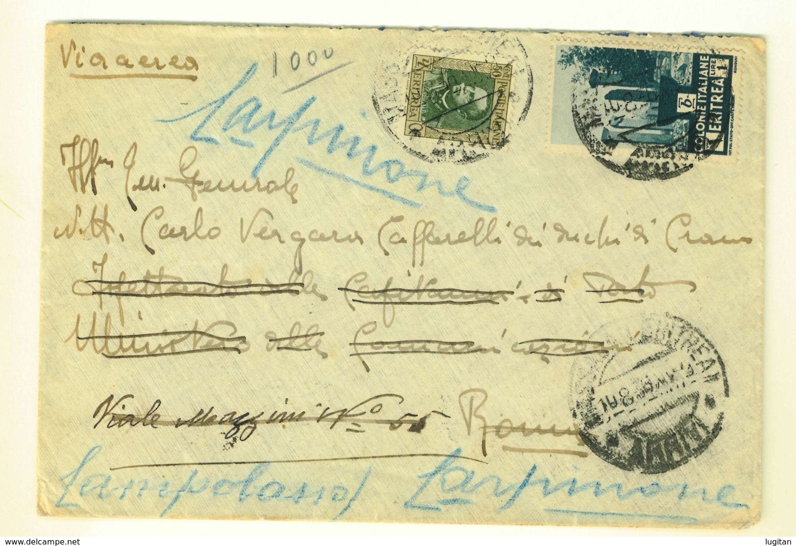 ERITREA - 1936 - LETTERA DA ASMARA PER CARPINONE - CB -  VIA AEREA - Eritrea