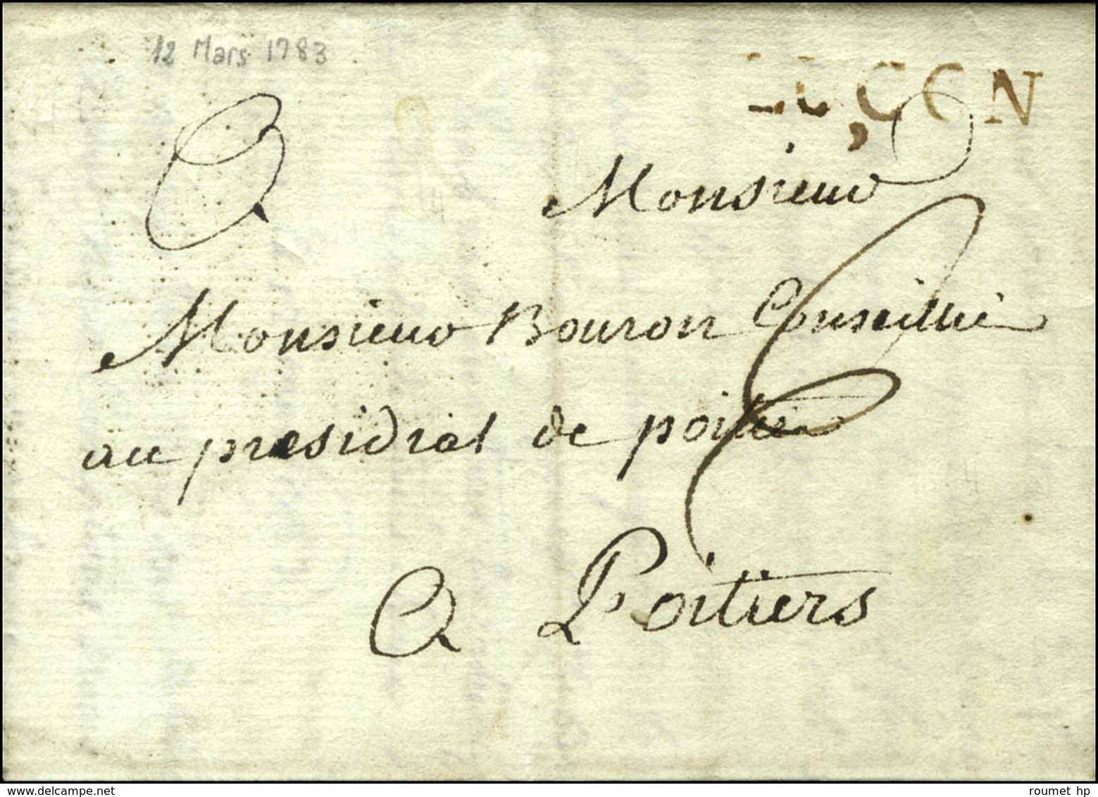 LUCON (L N° 3a) Sur Lettre Avec Texte Daté Du 12 Mars 1783. - TB / SUP. - Other & Unclassified