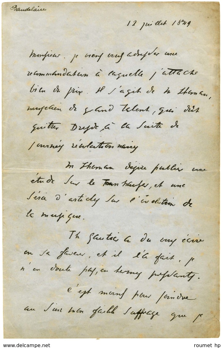 BAUDELAIRE Charles (1821-1867), Poète. - Other & Unclassified