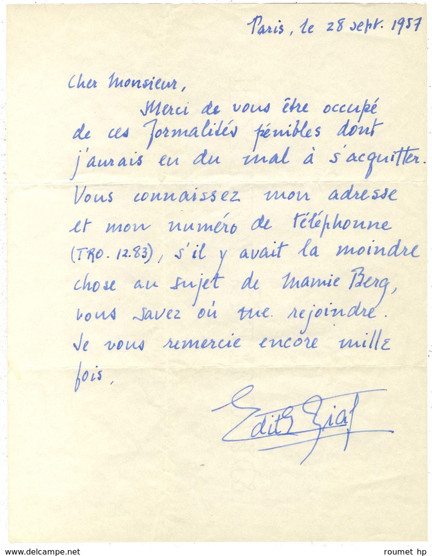 PIAF Edith, Giovanna Gassion, Dite (1915-1963), Chanteuse Et Actrice. - Otros & Sin Clasificación