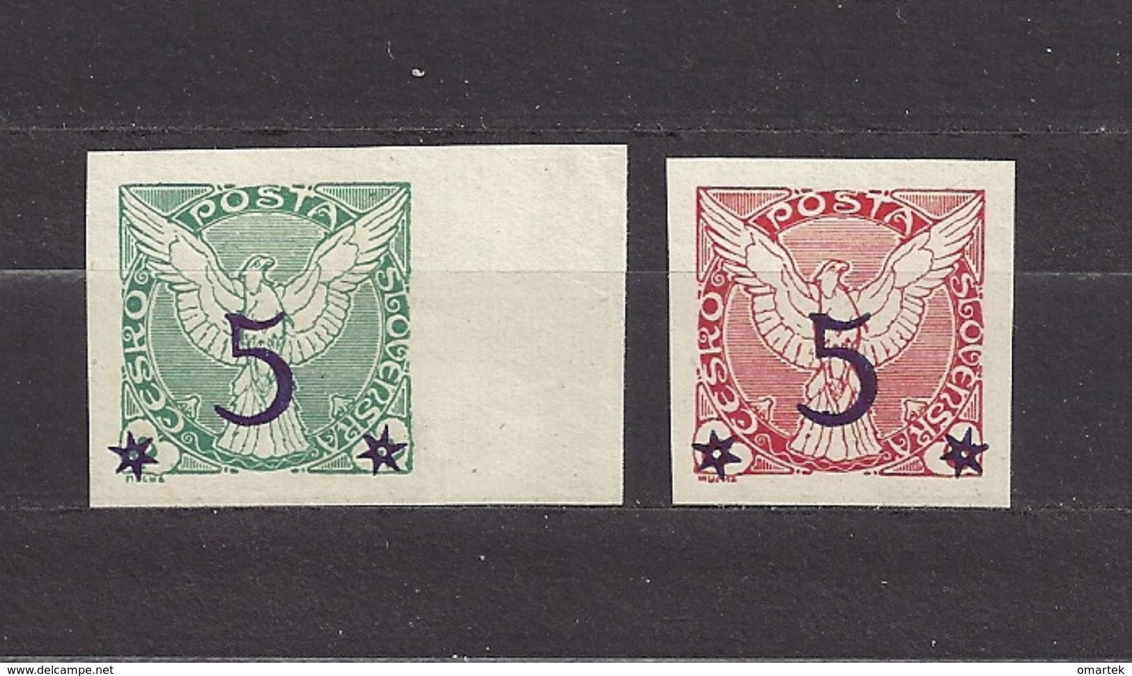 Czechoslovakia Tschechoslowakei 1925 MNH ** Mi 216, 220 Sc P9-P10 Newspaper Stamps, Zeitungsmarken - Fliegender Falke C7 - Ungebraucht