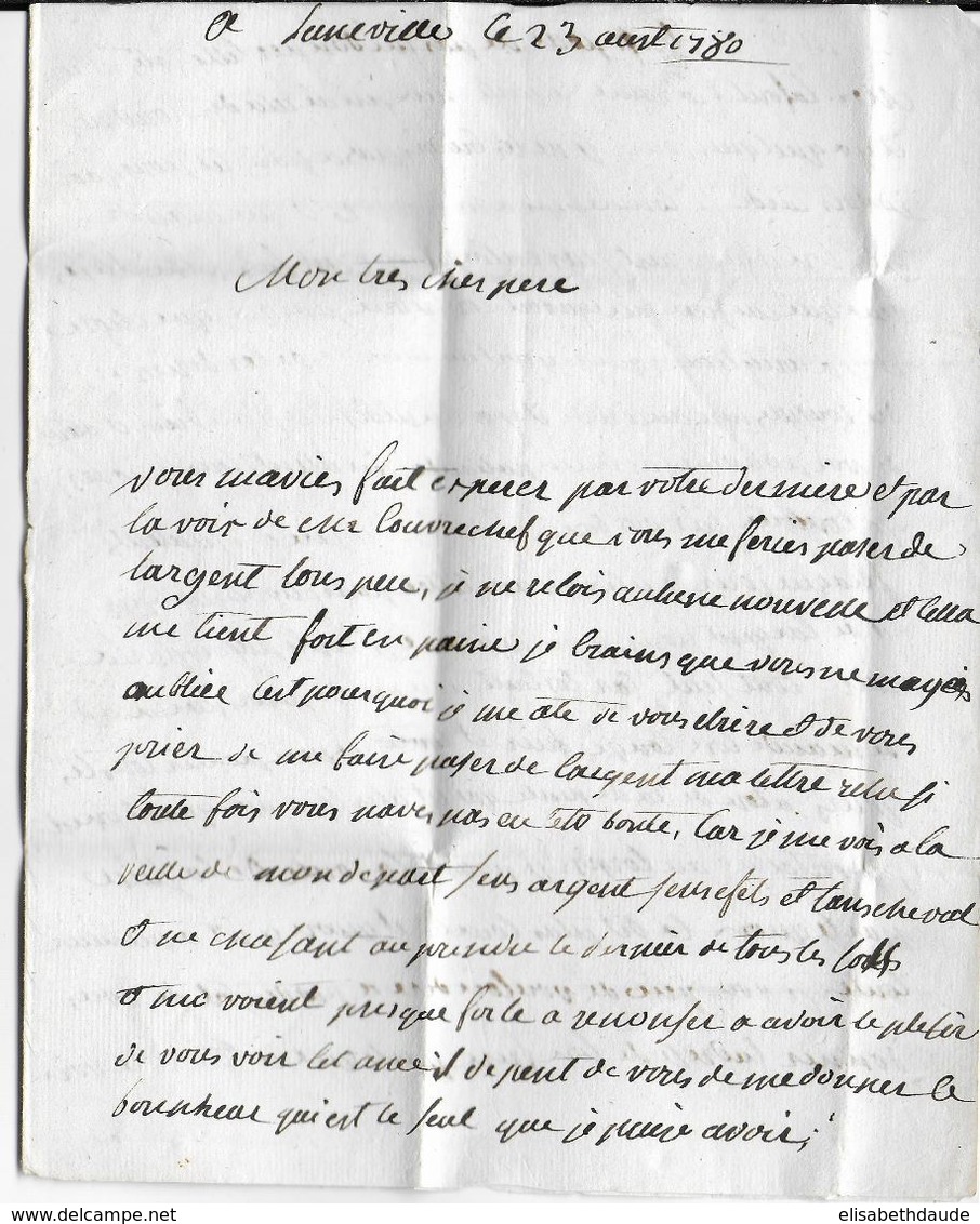 1780 - MEURTHE ET MOSELLE - LETTRE Avec MARQUE LINEAIRE De LUNEVILLE => GAP - 1701-1800: Précurseurs XVIII